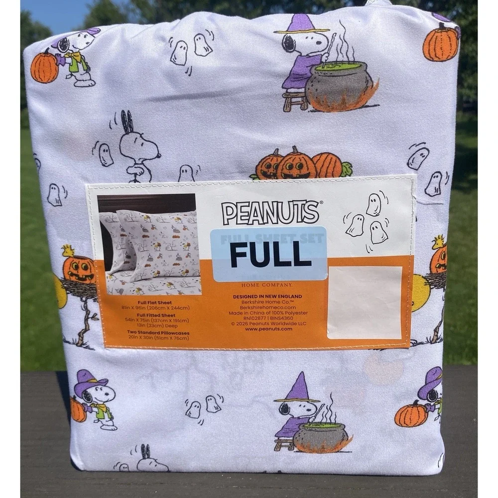 New Peanuts Snoopy Halloween Full Sheet Set Witch Ghost Cauldron Ghost Cowboy